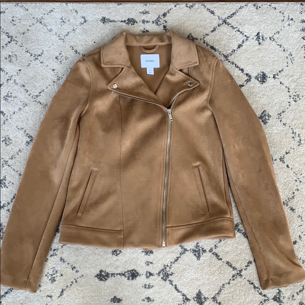 Tan suede moto jacket